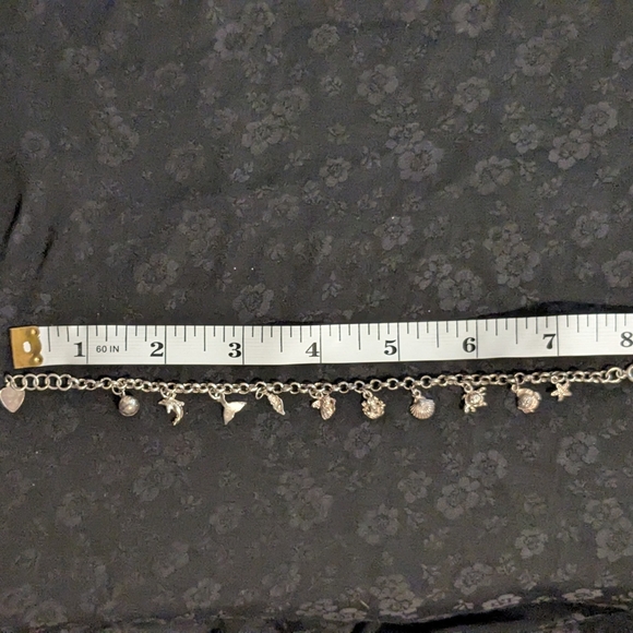 8" 925 Solid Sterling Silver Mini Sea Creature Ocean Charm Bracelet - Picture 8 of 16